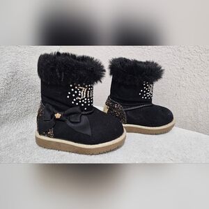 Juicy Couture Black Kids Boots with Bow and Sparkle